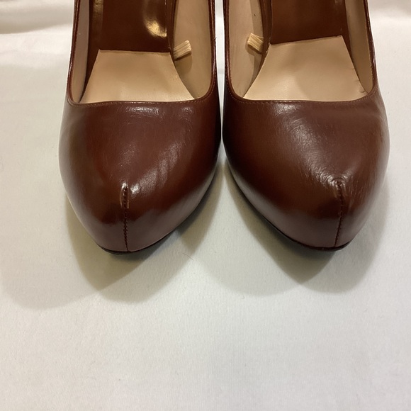 NEW ZARA WOMAN BROWN LEATHER PLATFORM PUMPS SZ 39 - Picture 12 of 13